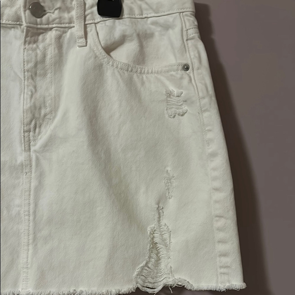 The Drop Mini White Distressed Denim Skirt Minimalist - L - Picture 3 of 5